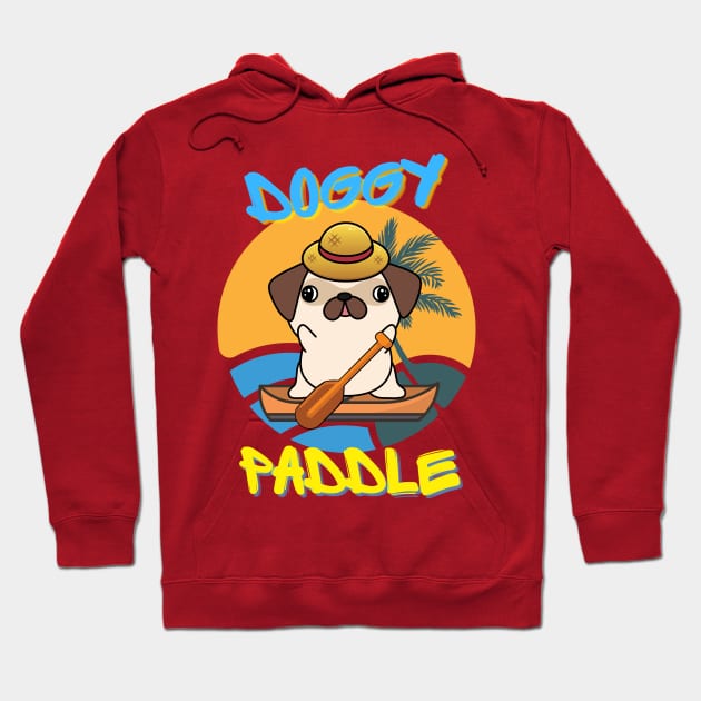 Pug doing the doggy paddle on a boat Hoodie by Pet Station